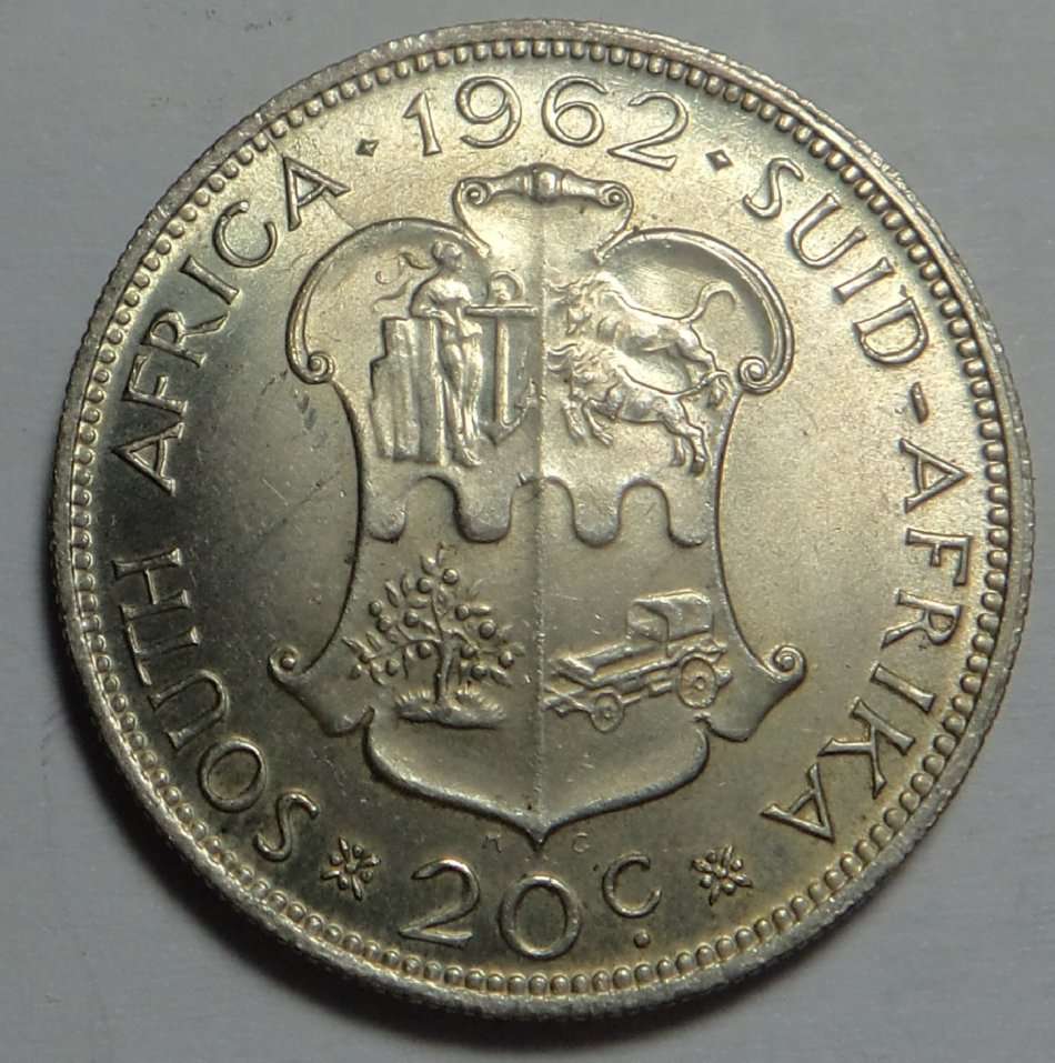 Republic of South Africa: Silver 20 Cent 1962 (UNC)
