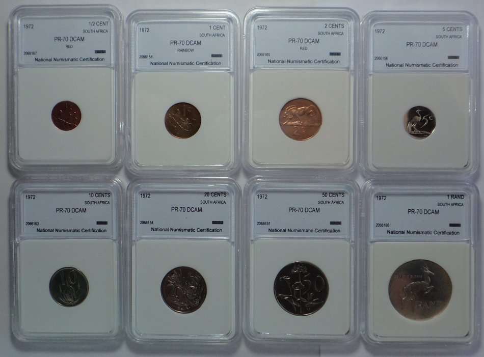 Republic of South Africa: Proof Set of 1972: NNC graded PR 70 Deep Cameo