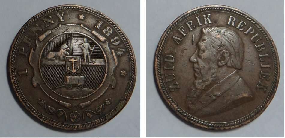Paul Kruger ZAR: One Penny of 1894: VF details