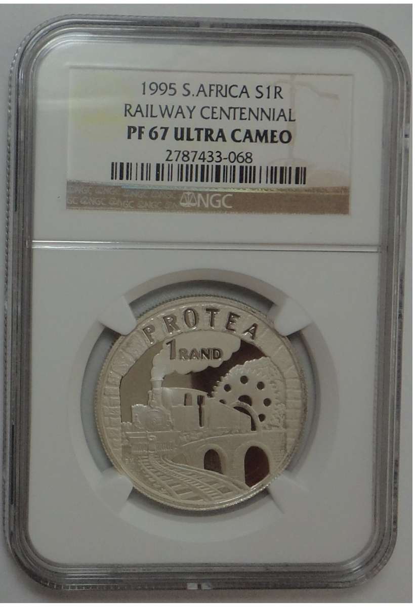 Republic of South Africa: Silver R1 of 1995 (Railways) NGC PF 67 Ultra Cameo