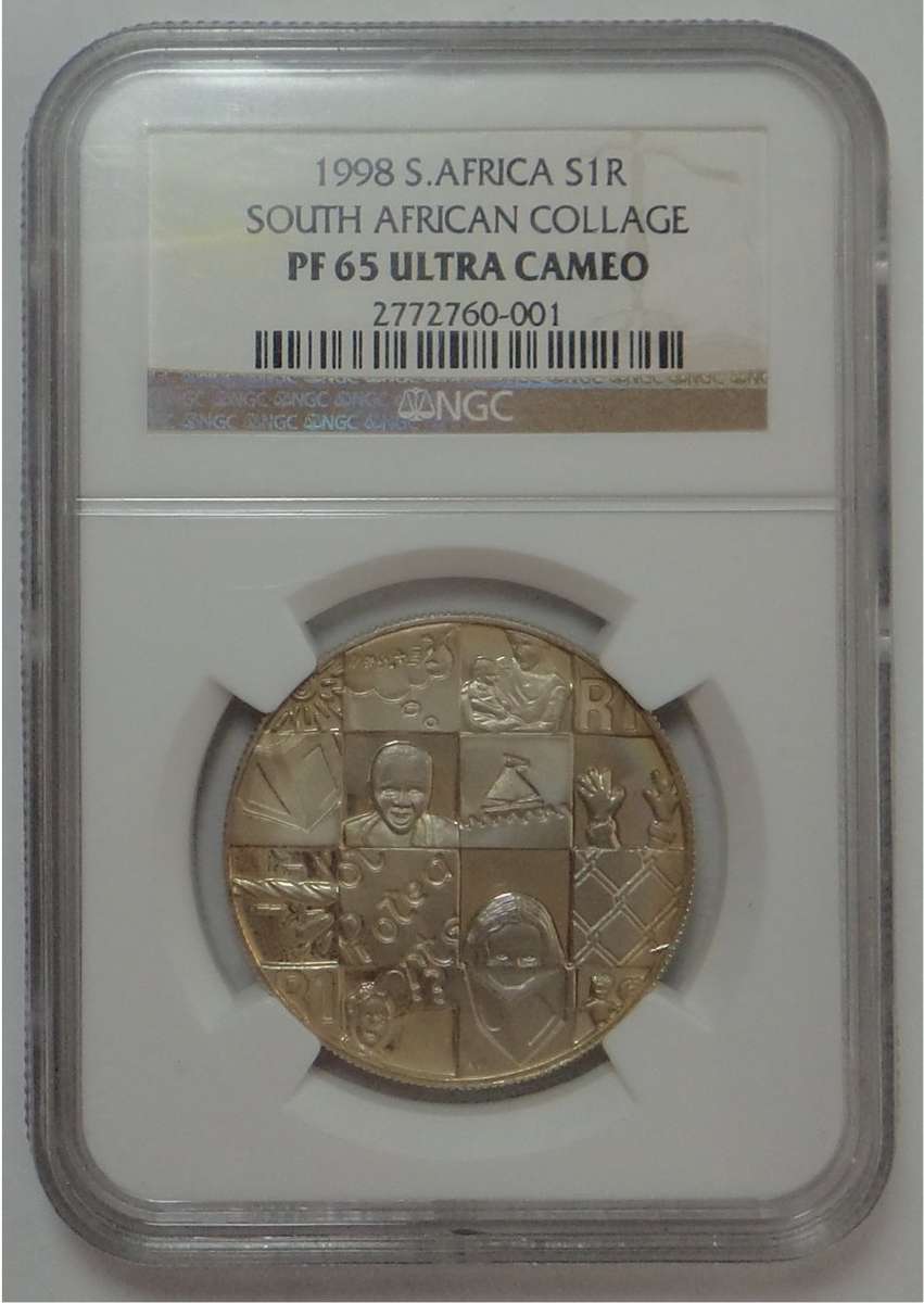 Republic of South Africa: Silver R1 of 1998 (SA Collage) NGC PF 65 Ultra Cameo