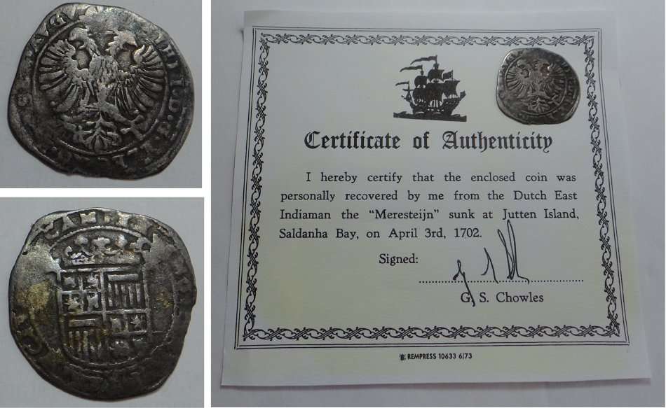 Silver Arend-Schelling (6 Stuivers) from the wreck of the Merestejin (1702)