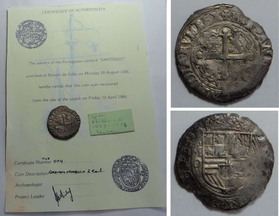 Spanish Silver Cob /  4 Reales   (12.3 grams) from the wreck of the Santiago (1585)