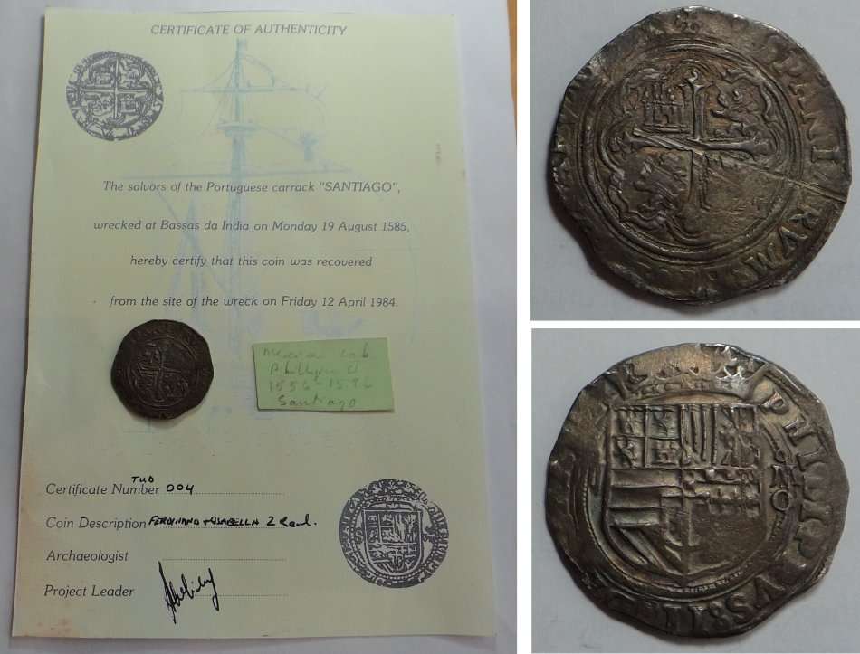 Spanish Silver Cob / 4 Reales   (13.5 grams) from the wreck of the Santiago (1585)