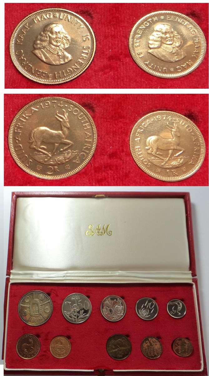 Rep. of S. Africa: Long Proof Set with GOLD R1 & R2 of 1974