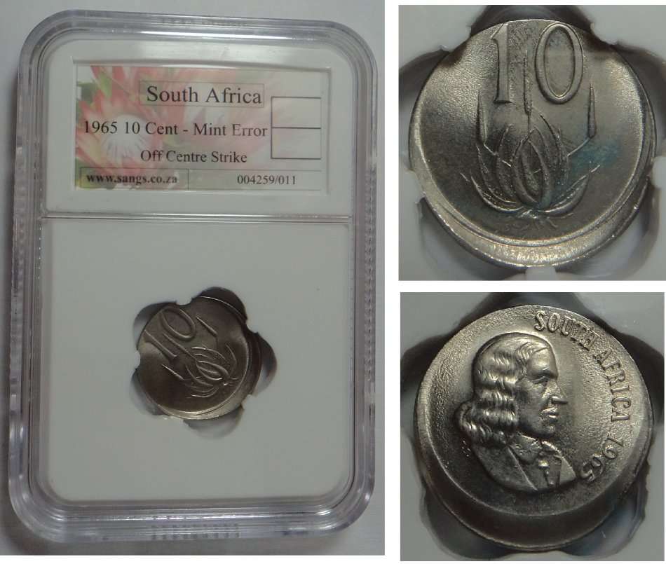 RSA ERROR: 10 Cent of 1965, Sangs certified Off Centre Strike