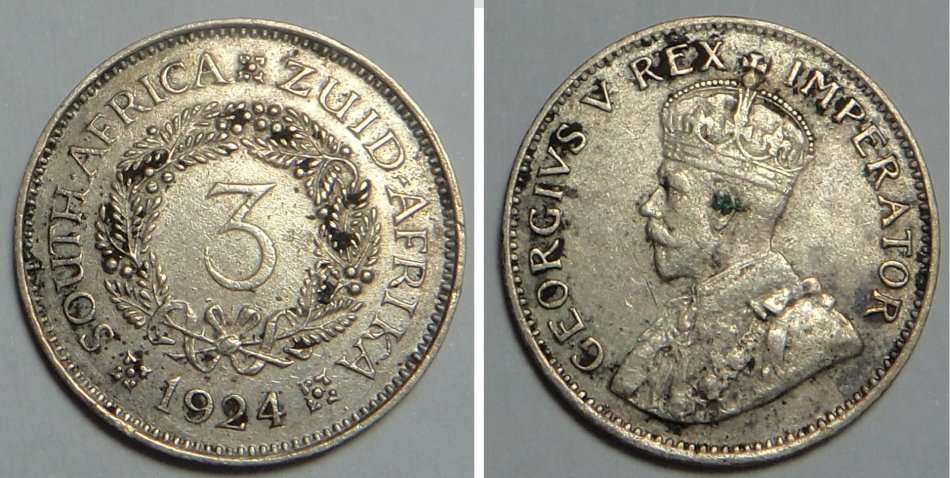 Union of South Africa: Threepence (3d) of 1924
