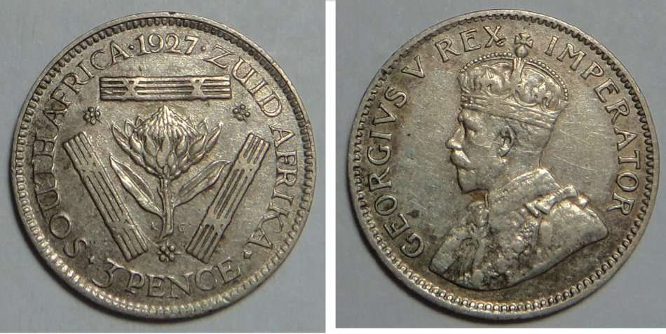 Union of South Africa: Threepence (3d) of 1927