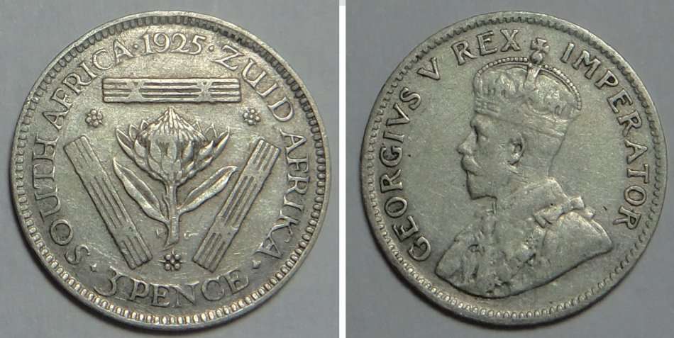 Union of South Africa: Threepence (3d) of 1925 (Protea)