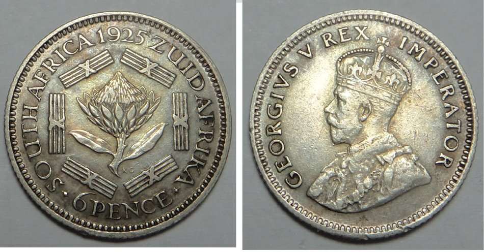 Union of South Africa: Sixpence (6d) of 1925 (VF)