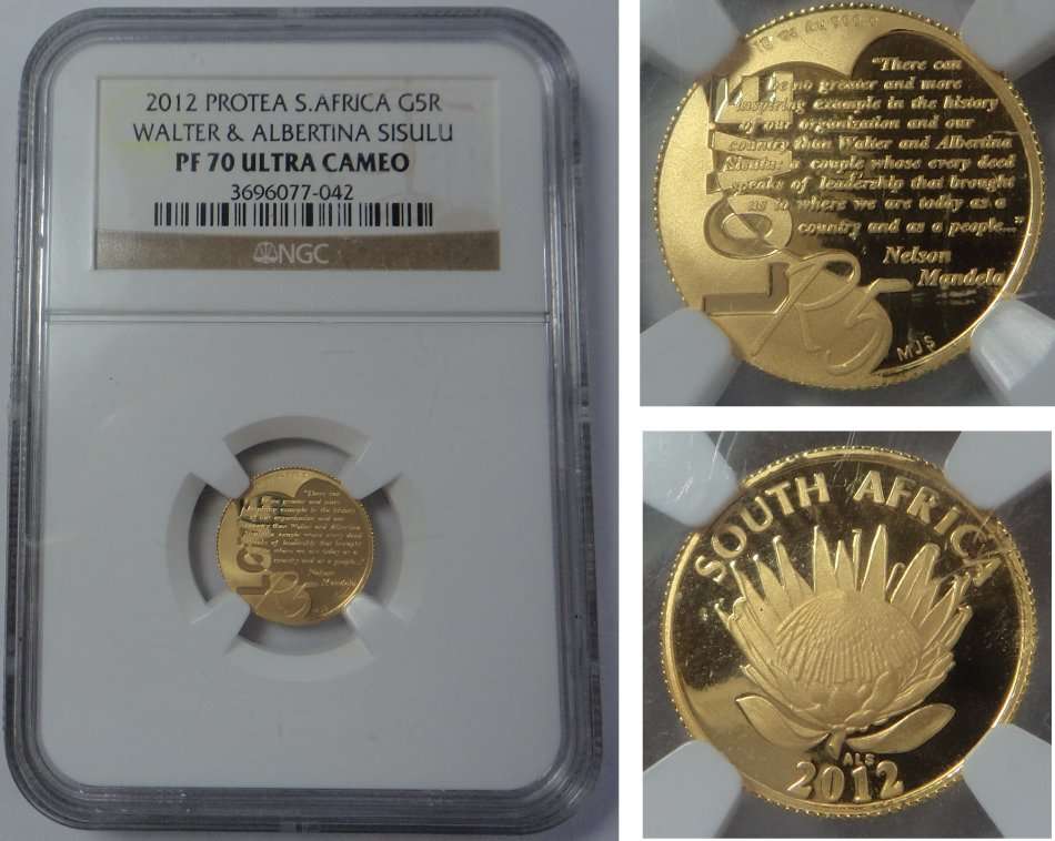 RSA: 1/10 Oz GOLD R5 of 2012 (The Sisulus) NGC PF 70 Ultra Cameo