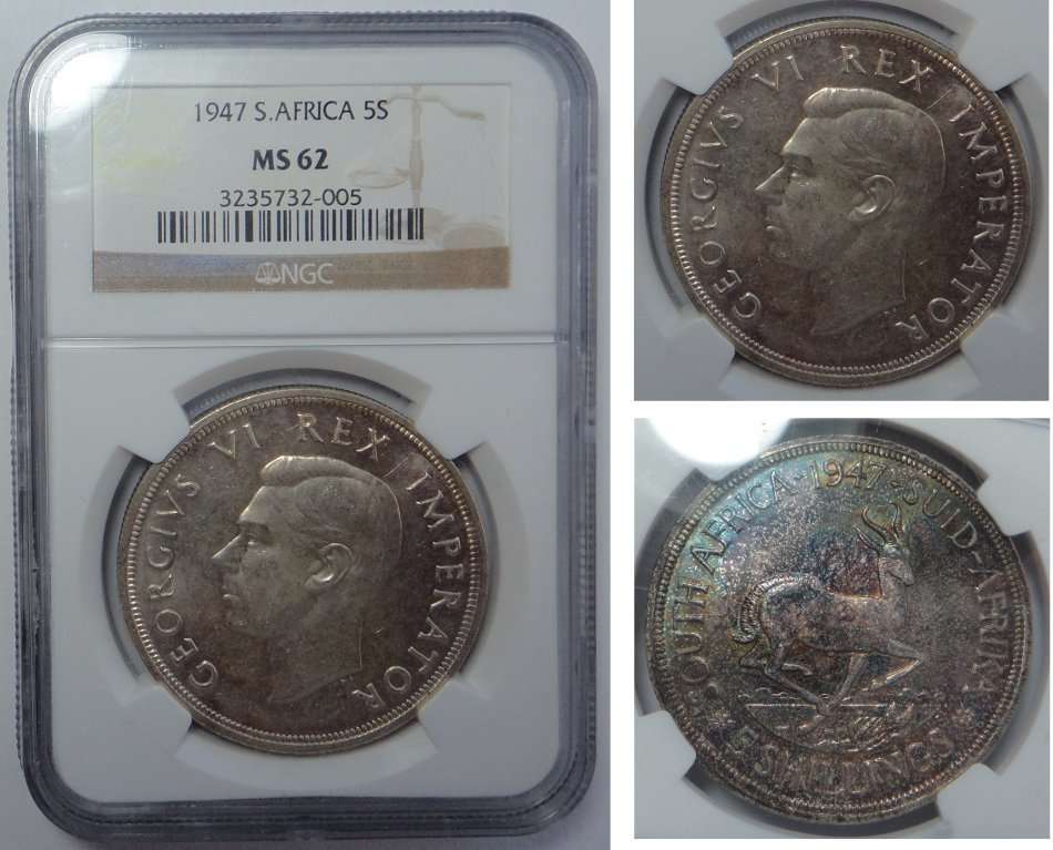 SA Union: Crown (5/-) of 1947: NGC MS 62