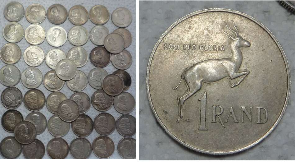 Bid per Coin: 47 Republic of SA Silver Rand Coins available (1966-1969)