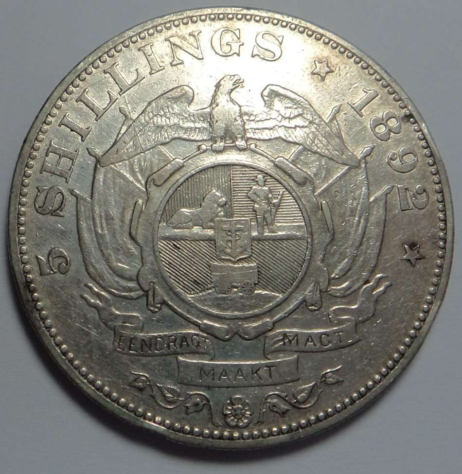 Paul Kruger ZAR: Crown (5/- Single Shaft) of 1892