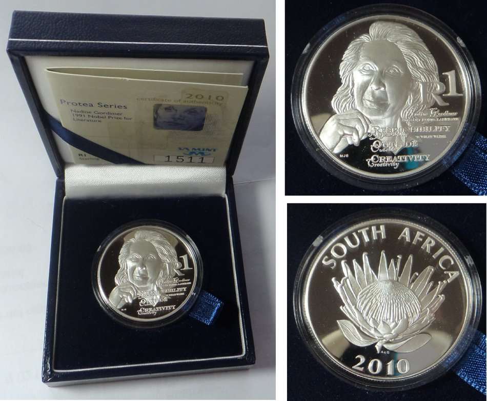 Republic of SA: Proof Silver R1 of 2010 (Nadine Gordimer)