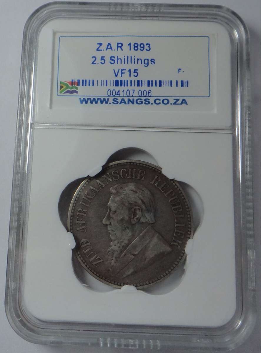 Paul Kruger ZAR: Half Crown of 1893, NGC graded VF15
