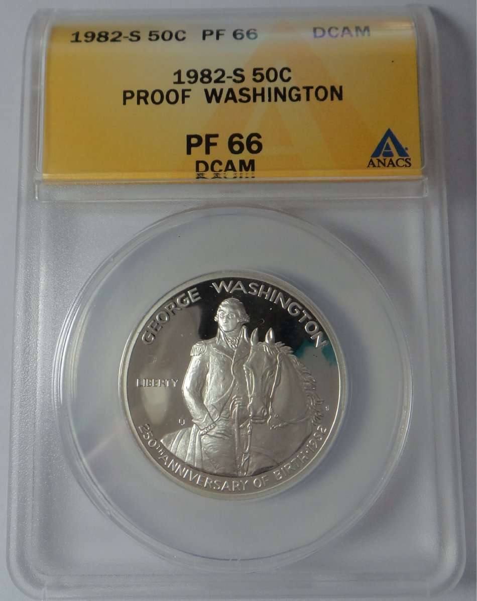 USA: Silver Half Dollar  of 1982 (Washington): Anacs graded PF66 DCAM