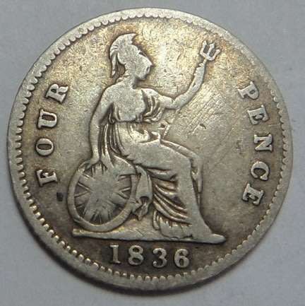 Great Britain, King William IIII, Silver 4 Pence of 1836