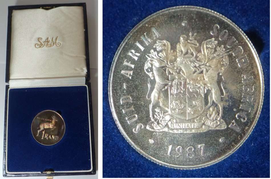 Republic of South Africa: Proof Silver Rand of 1987 (Springbuck)