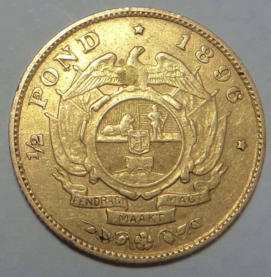 Paul Kruger ZAR: GOLD Half Pond of 1896