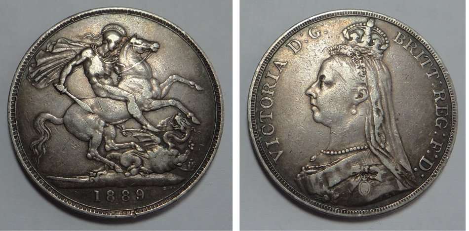 Great Britain: Silver Victorian Crown (5/-) of 1889 (Coin 2 of 3)