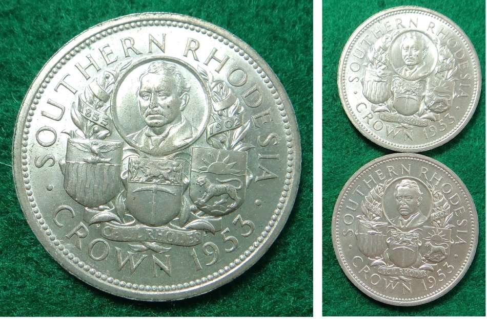 Southern Rhodesia: 2 Silver Crowns of 1953: Bid per coin to take both