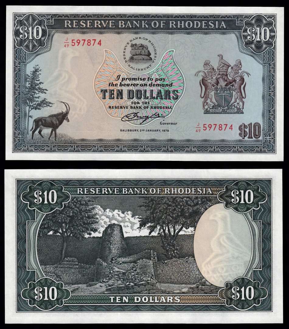 Rhodesia: Ten Dollars, Salisbury, 2 January 1979