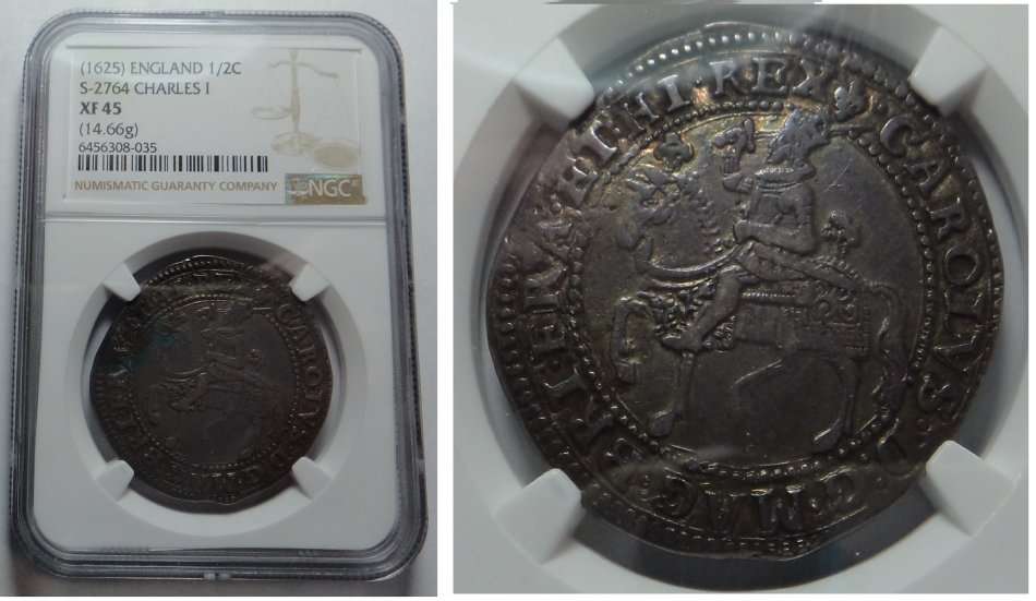 Charles I, Half Crown 1625 (Spink 2764) NGC XF 45