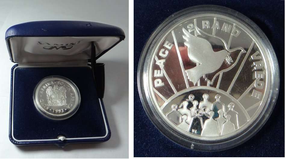 RSA: Proof Silver R2 Crown of 1993 (Peace/Vrede)