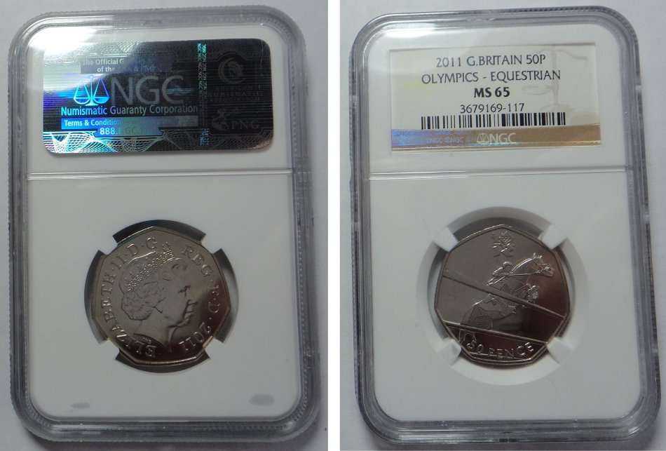 Great Britain: 50 Pence (Olympics Equestrian 2011) NGC MS 65