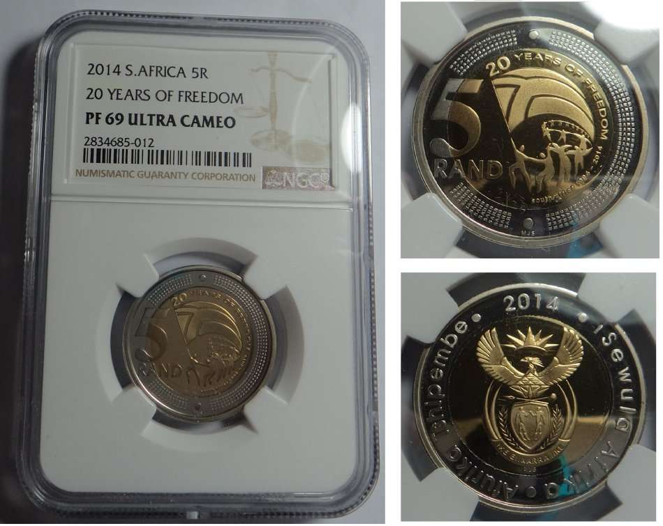 RSA: R5 of 2014 (20 Years Freedom) NGC PF 69 UC