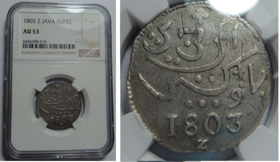 Batavian Republic (Java) Silver Rupee 1803: NGC AU 53