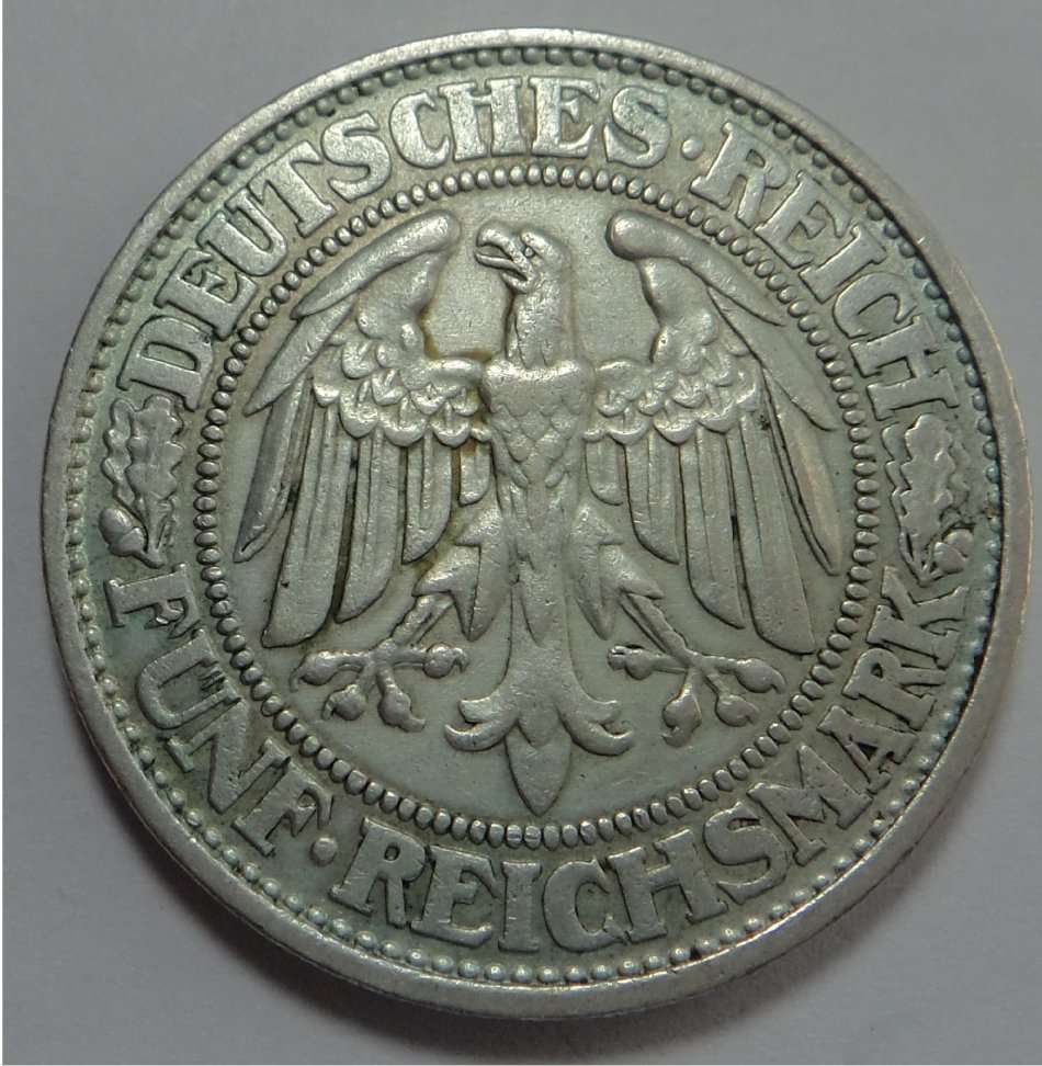 Germany, Weimar Republic, Silver 5-Mark of 1932 (D)