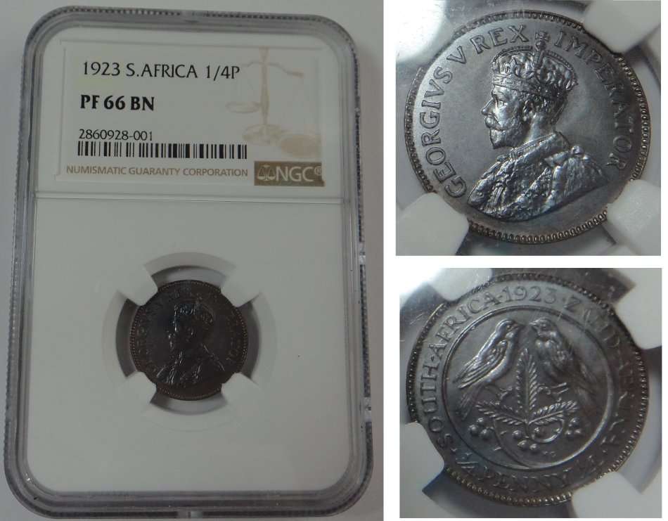 Union of SA: Farthing of 1923: NGC PF 66 BN