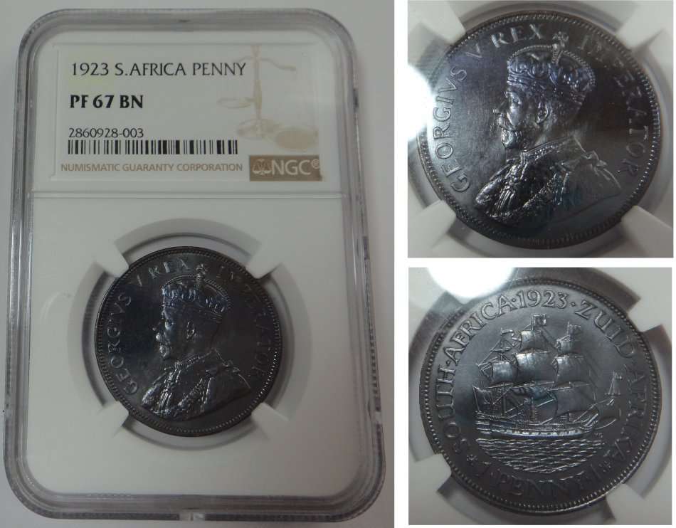 Union of SA: Penny of 1923: NGC PF 67 BN