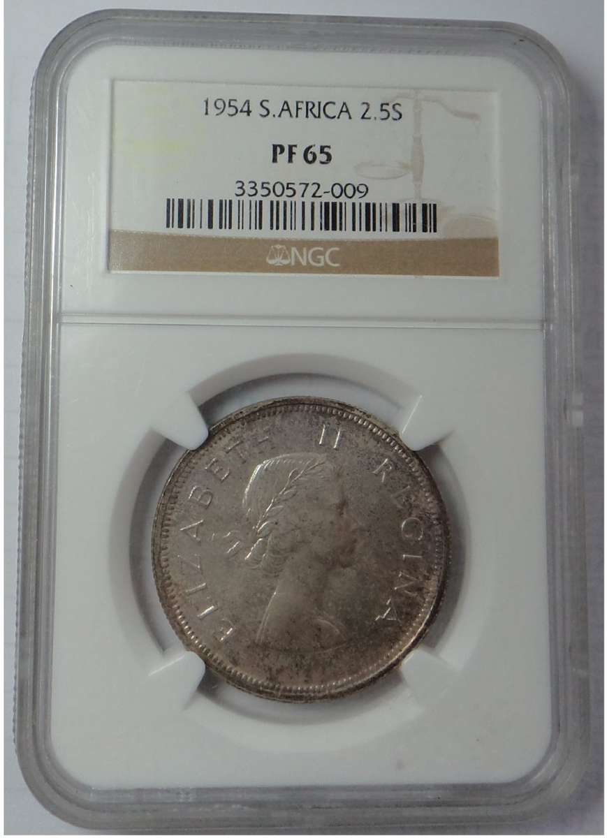 Union of South Africa: Half Crown of 1954: NGC PF 65