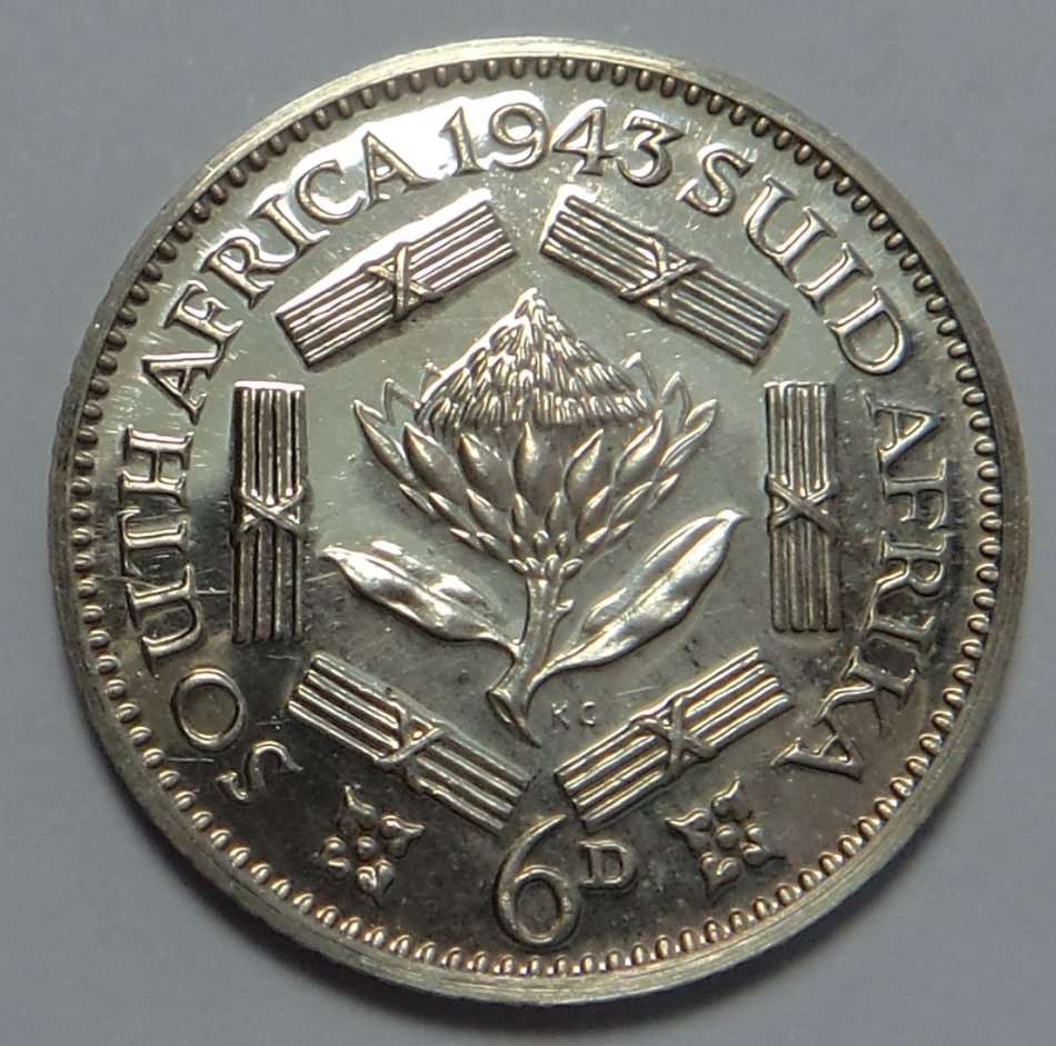 Union of South Africa: The Scarce PROOF Sixpence (6d) of 1943