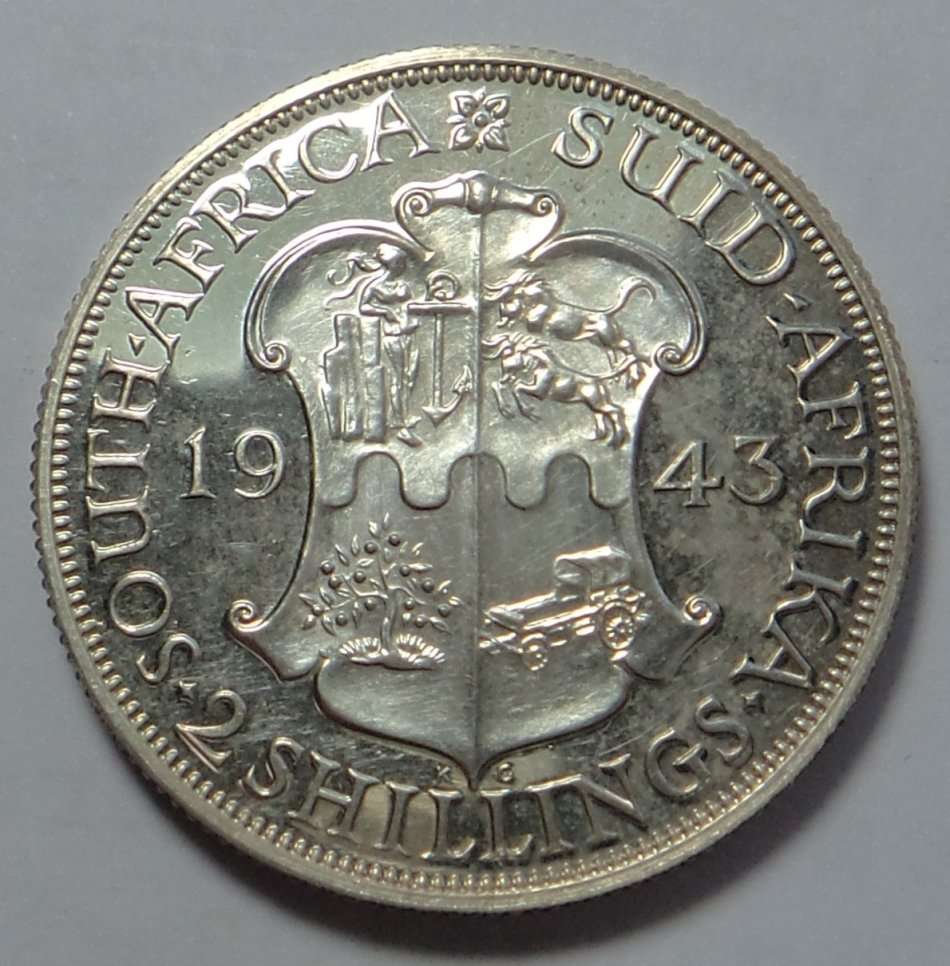 Union of South Africa: The Scarce PROOF 2-Shillings (2/-) of 1943