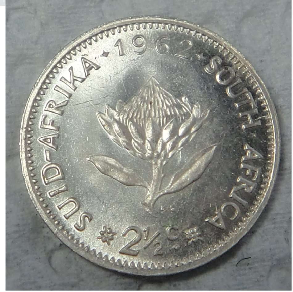 Republic of SA: Lustrous Tickey of 1962 (Low Mintage)