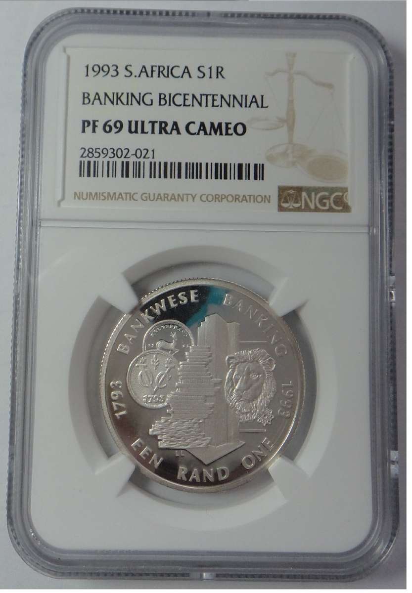RSA Silver R1 of 1993 (Banking) NGC PF 69 Ultra Cameo