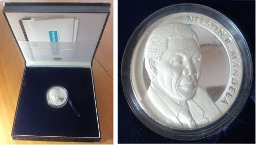 Nelson Mandela Inauguration: 5 OZ Silver Medallion of 1994