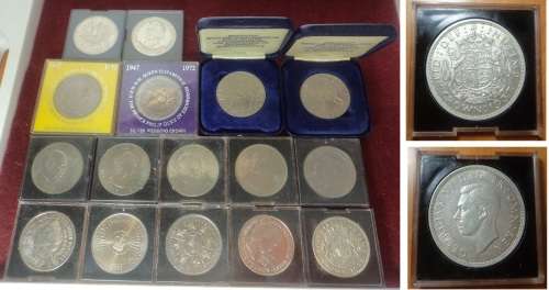Sixteen Crown-size Coins of Great Britain incl. 1937 Silver 5-Shillings