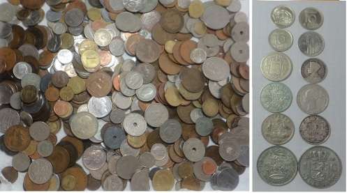Over 500 World Coins of mostly the Previous Century (Some Silver)