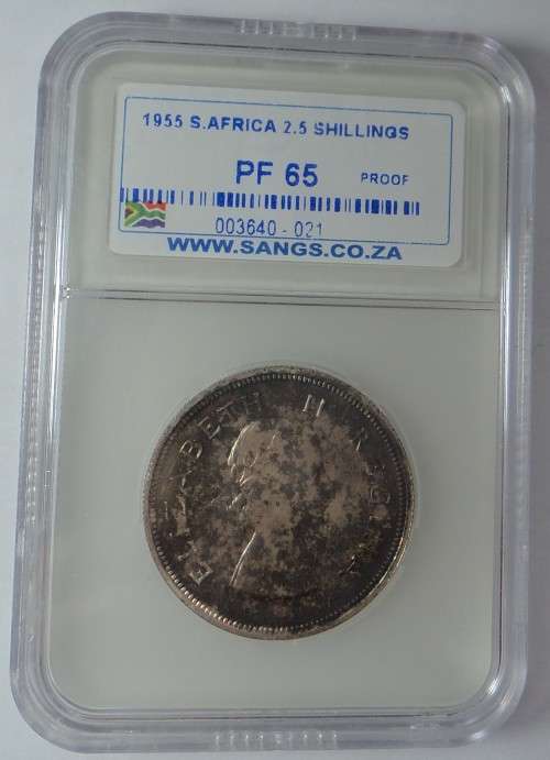 Union of South Africa: Half Crown 1955 (2/6) Sangs PF 65