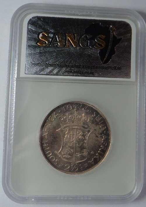 Union of South Africa: Half Crown 1955 (2/6) Sangs PF 65