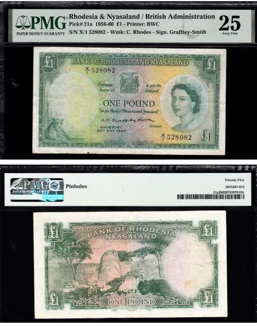 Southern Rhodesia: Pick 21a 1956-60 Pound: PMG 25 Very Fine
