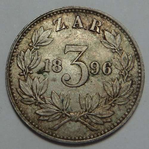 Paul Kruger ZAR Tickey of 1896 (coin 1 of 2)