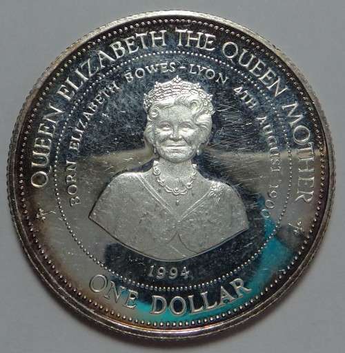 Barbados: Silver Proof Dollar 1994 (Queen Elizabeth the Queen Mother)