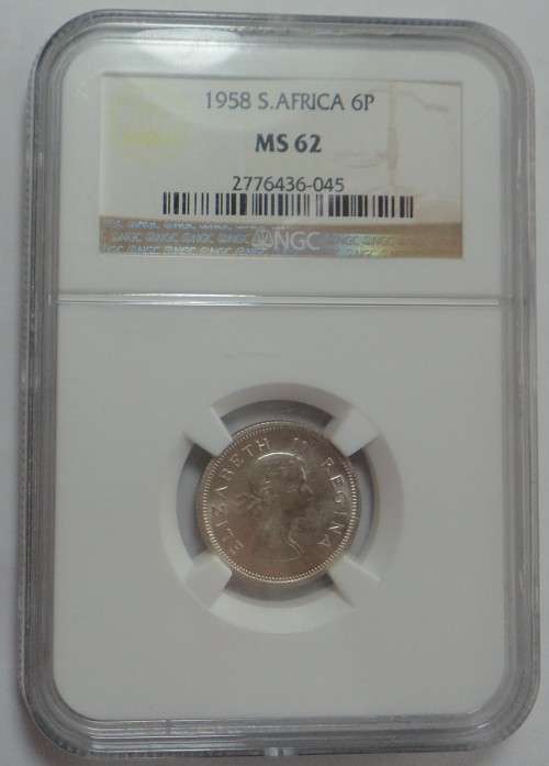 SA Union: Sixpence 1958: NGC MS 62