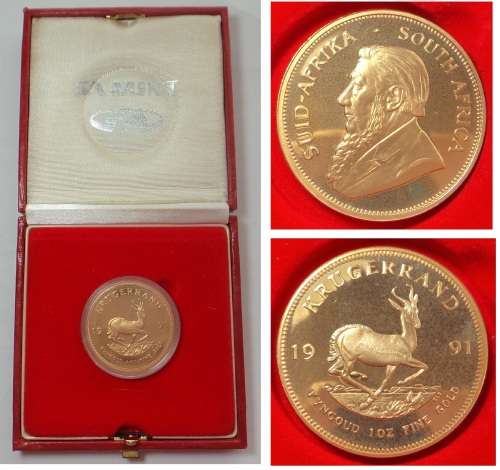 Krugerrand GOLD 1 Ounce Proof of 1991 (Low Proof Mintage)